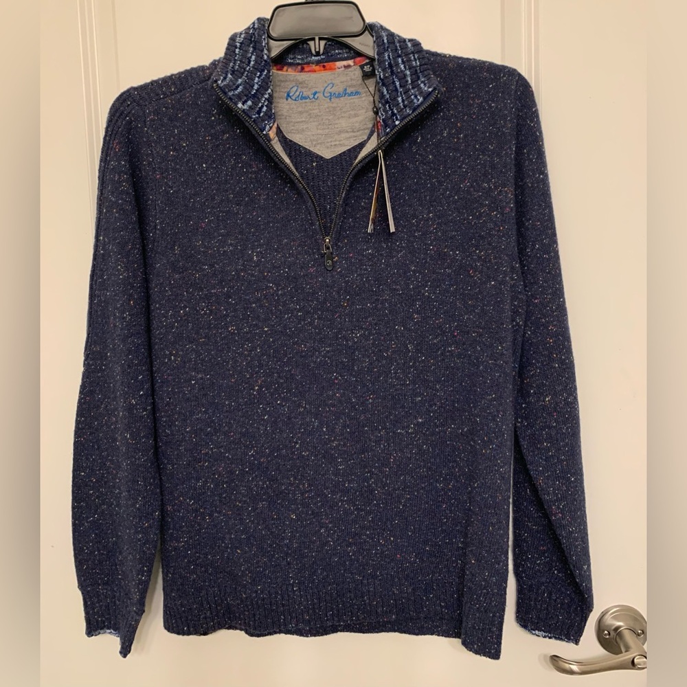 Robert Graham Blue Quarter Zip Men's Sweater